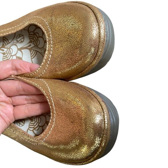 Fly London Yoza Wedge Shoes Women 8-8.5/39 Gold Metallic Fairy Party Comfort - Picture 11 of 13